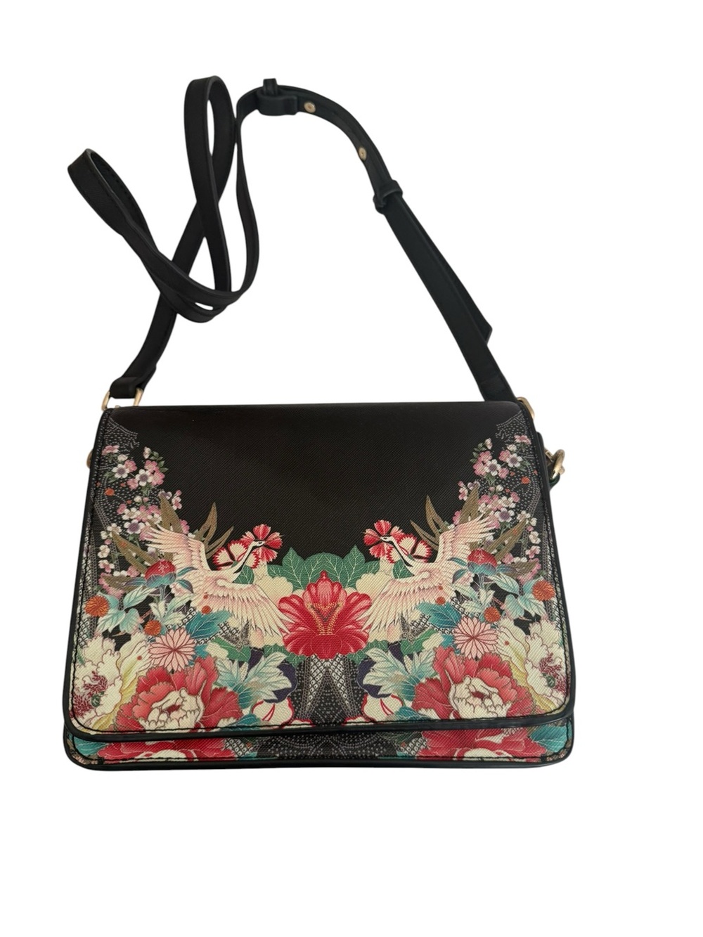 Camila Saffiano King of Queens Black Canvas Crossbody